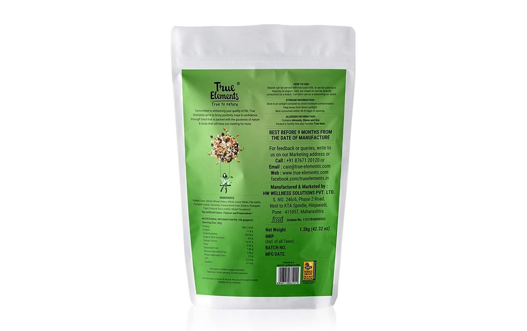True Elements Muesli No Added Sugar    Pack  1.2 kilogram